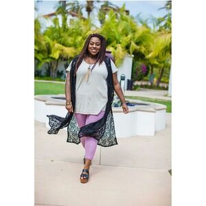 LULAROE JOY DUSTER VEST BOHO GRAY‎ KNIT  KIMONO STYLE SIZE SMALL